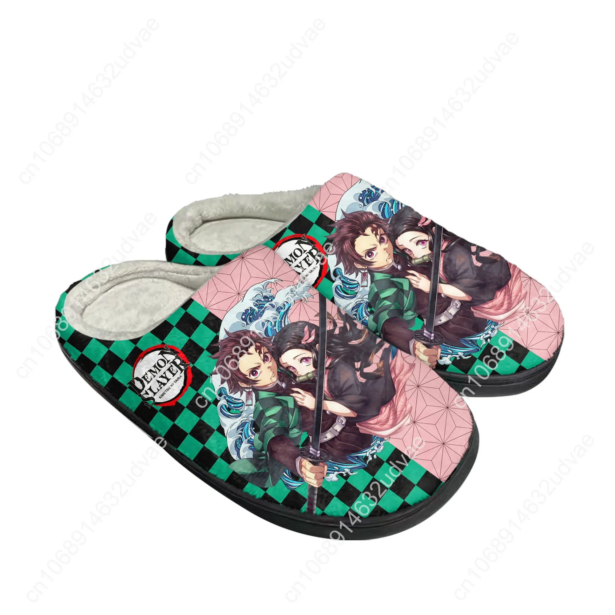 Japan Anime Cartoon High Quality Home Cotton Custom Slippers Tanjirou Nezuko Mens Womens Sandals Plush Casual Keep Warm Shoes