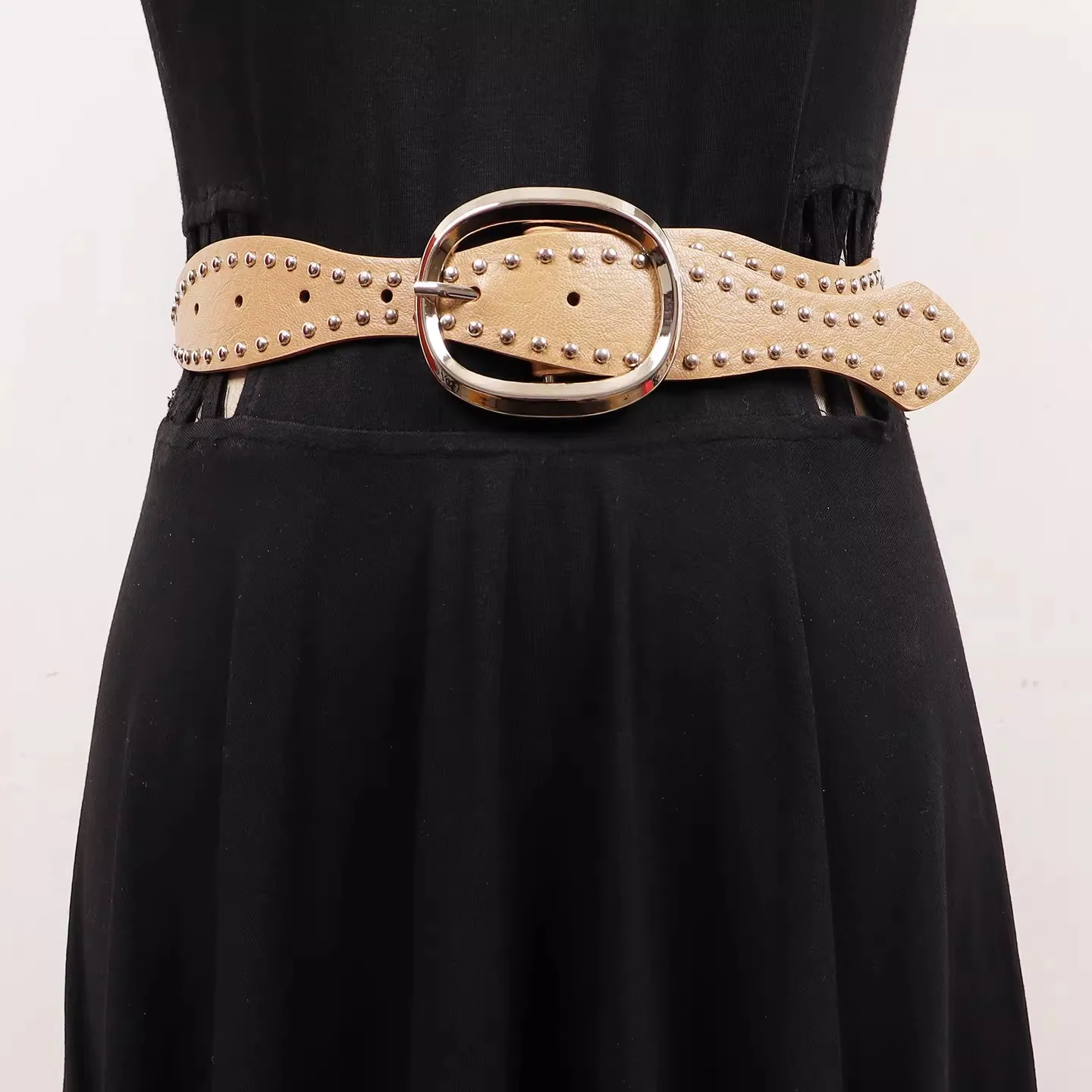 Women's Vintage Rivet PU Leather Cummerbunds Female Dress Corsets Waistband Belts Decoration Wide Belt R2694