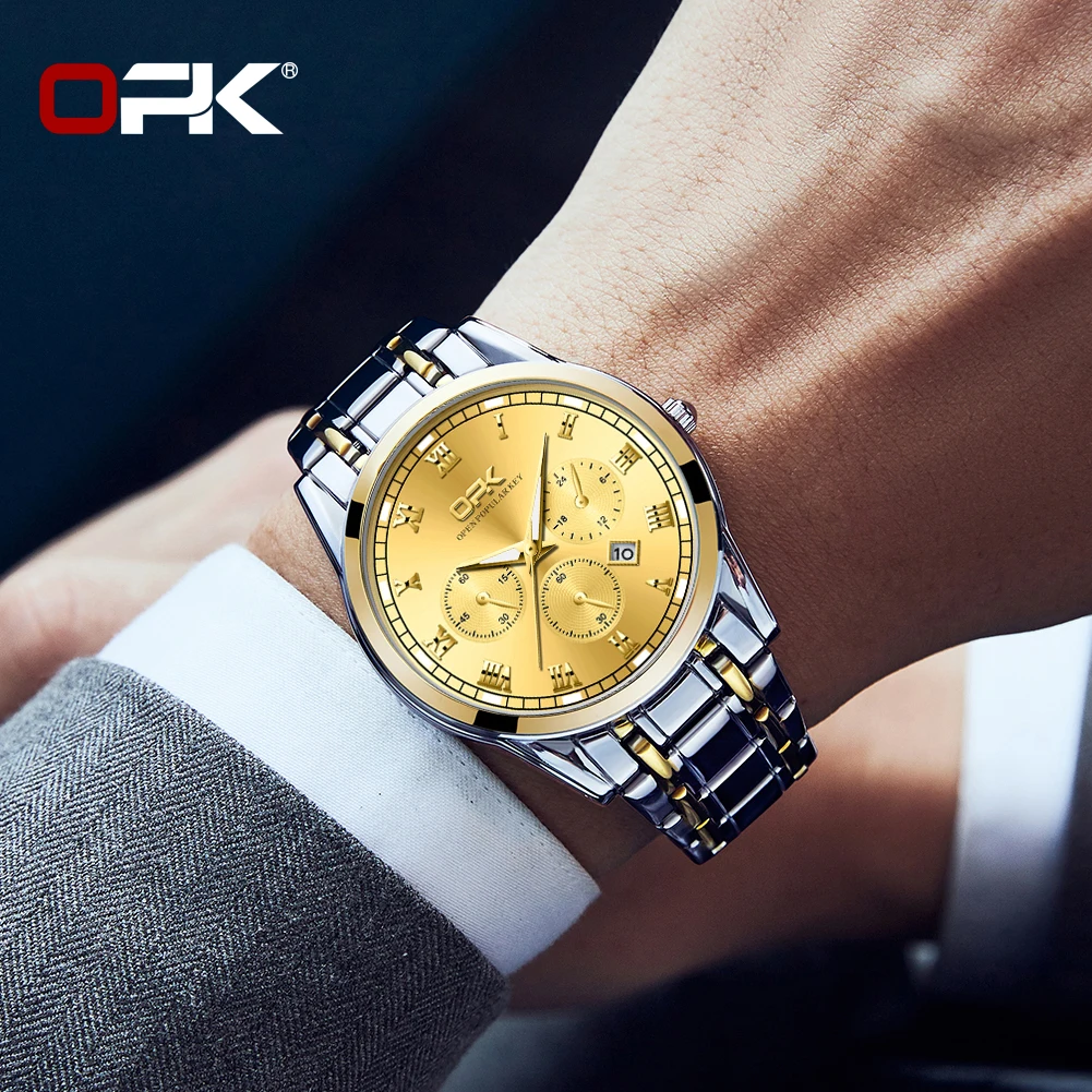 OPK 8119  Men\'s Watches Simple Casual Original Quartz Watches For Man Waterproof Stainleess Steel Luminous Relogios Masculino