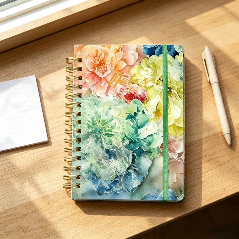 Trending Aesthetic A5 Hardcover Strap‑Bound Coil Notebook, Lined Journal Planner for Students & Office Workers, Modern Youth Style Writing Notepad