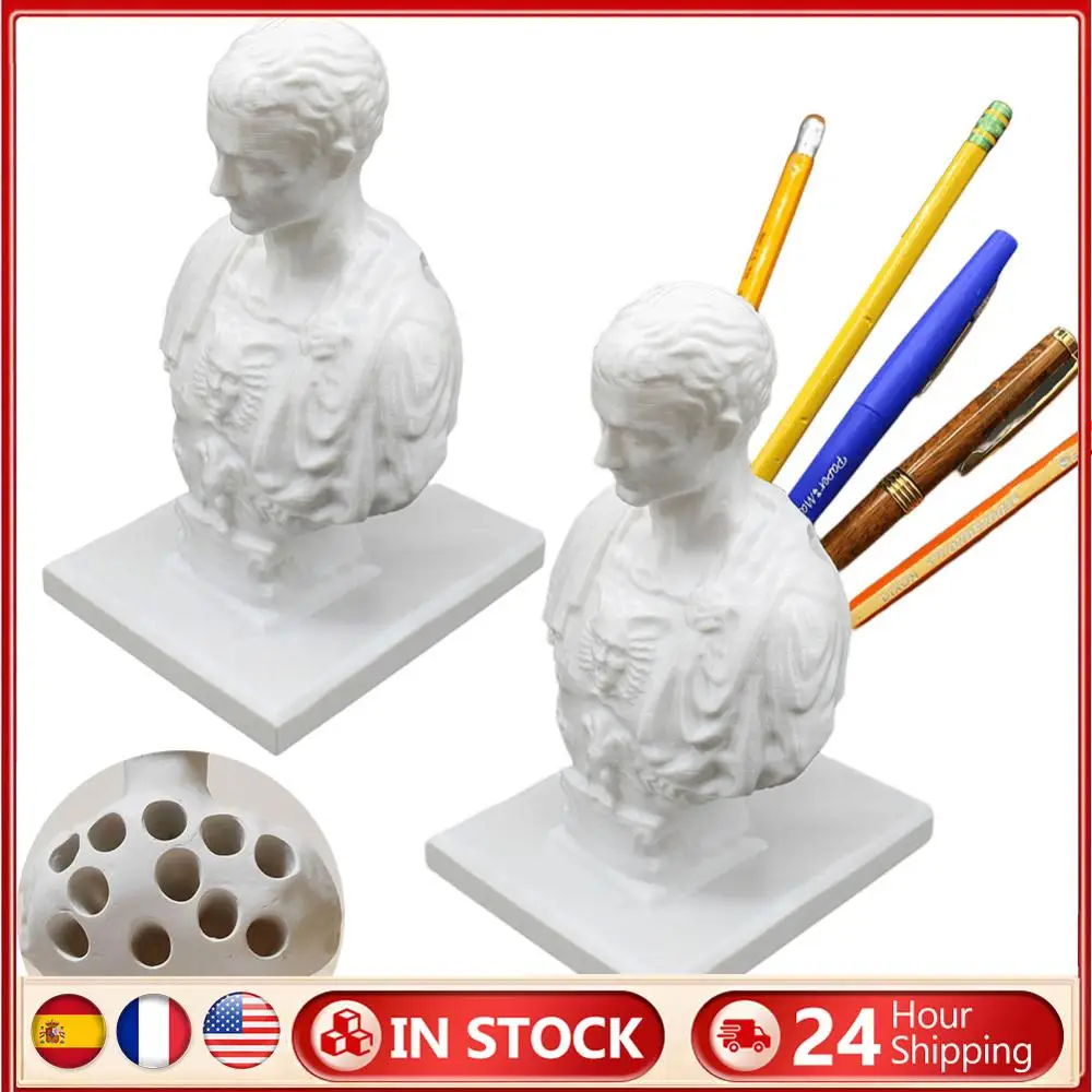 

Julius Caesar Statue Pen Holder Organizer Creative Pen and Pencil Holder Decorative Pencil Container Pen Rack for Office Desktop