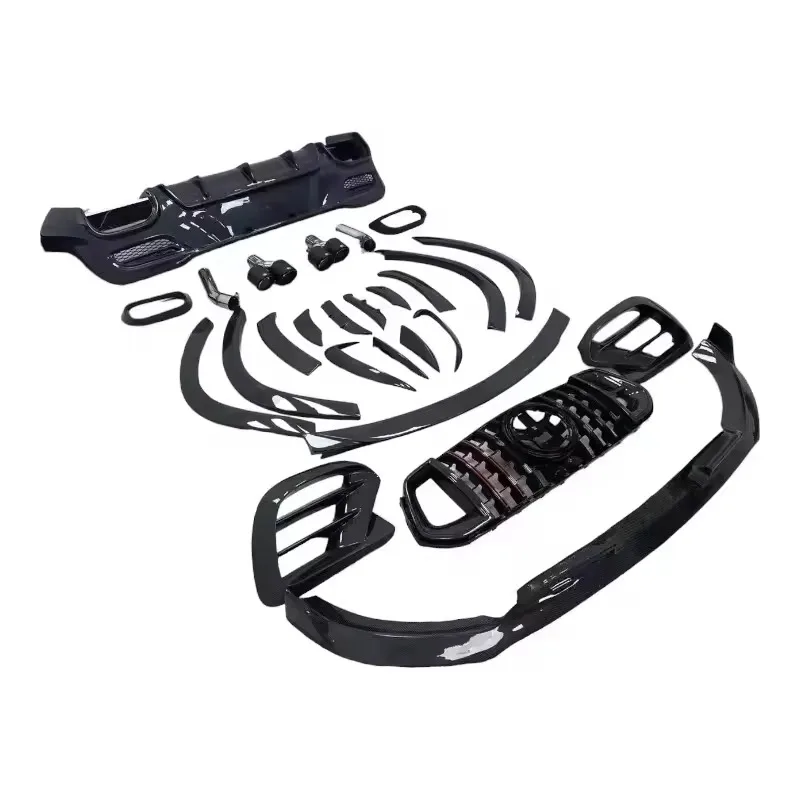 B نمط ألياف الكربون بوديكيت لمرسيدس بنز GLE كوبيه 63/53 2021 + جديد الجبهة شفة ممتصة للصدمات الخلفية التنانير الجانبية غطاء مرآة الجناح #4