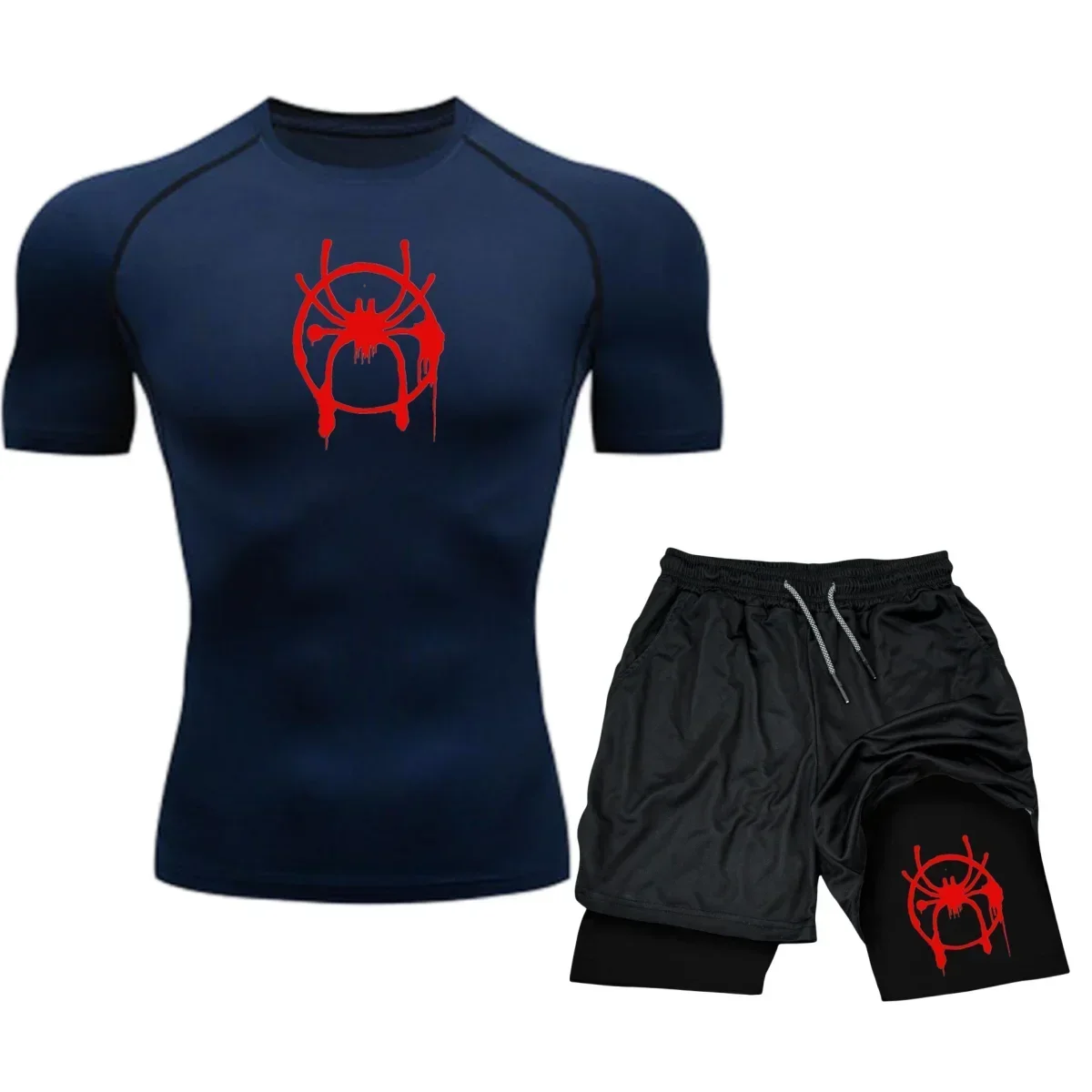 MMA جيو جيتسو Bjj تي شيرت + شورت مجموعات Rashguard للرجال الملاكمة الفانيلة دعوى رياضة اللياقة البدنية الجري الركض التدريب رياضية #6