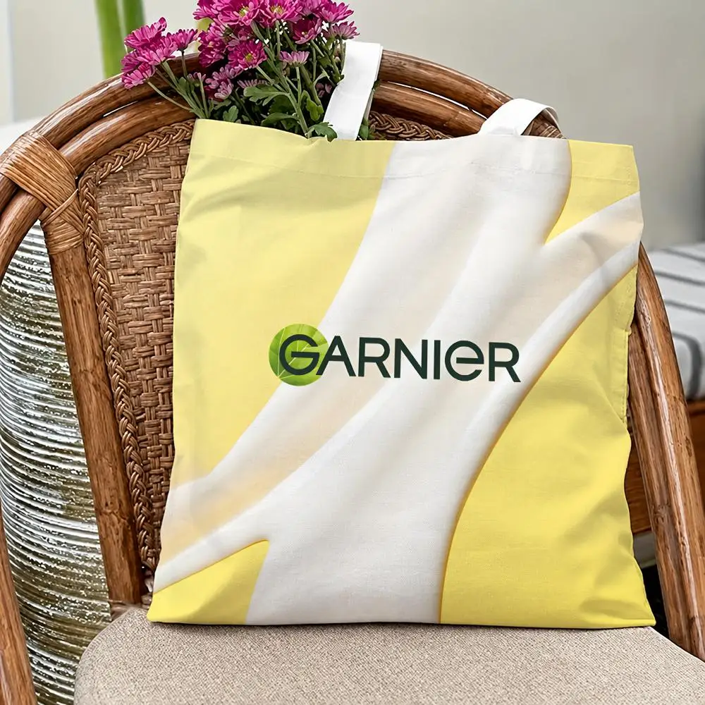 Popular Brand Garnier Storage Bags Eco Canvas Tote Odorless Reusable Double Print Shopping Bag