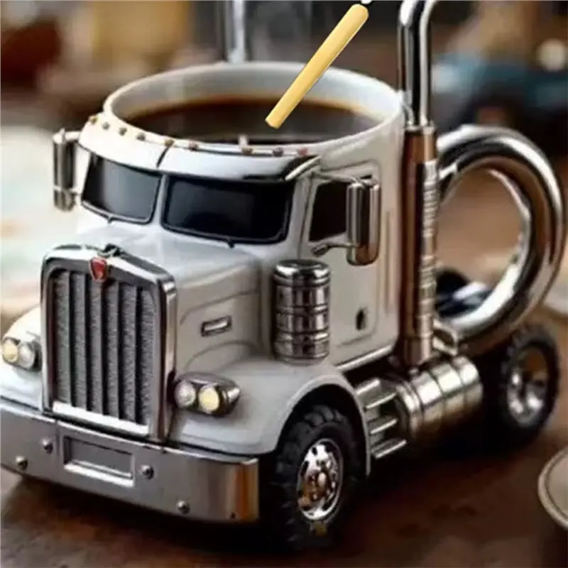 【ELECTRONIC-ACCESSORIES】Coffee Mug-Shaped 3D Semi-Truck 11Oz-Handmade 18-Wheeler Cup, Unique Gift For Birthday Or Retire
