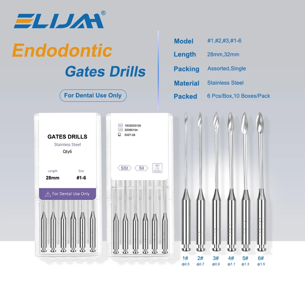 6Pcs/Pack Stainless Steel Dental Endodontic Drill Gates Glidden Denspay Peeso Reamers Rotary Endo Files Largo Dentist Materials