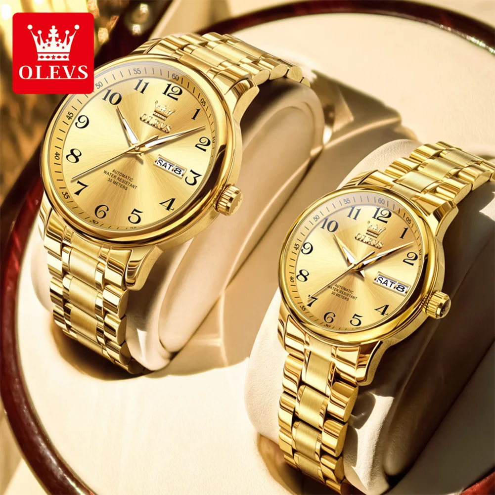 OLEVS 7072 Couple Watch Luxury Brand Fully Automatic Mechanical Watch Valentine's Day Gift Date Men's Women's Watch Gift Reloj