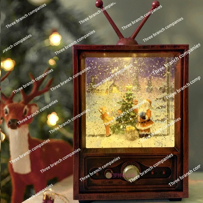 New TV shape snow wind lantern Santa Claus interior music box children's birthday gift ornament