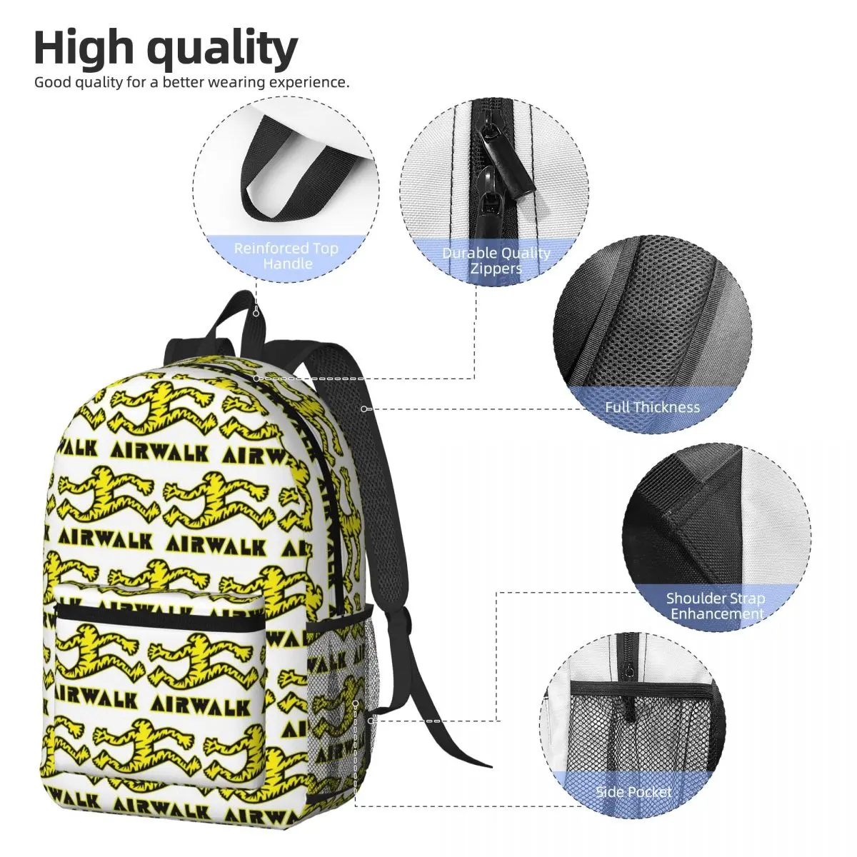 Tattoo Old School Style Airwalk Backpack Daypack Large Capacity Boys Girls BookBag School Bag Shoulder Bags for Men Women