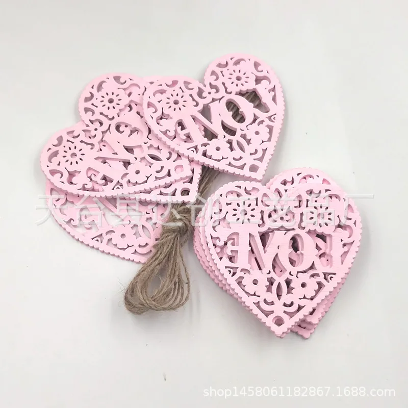 Natuurlijke LIEFDE gesneden perzik hart hanger houten houtsnippers, bruiloft benodigdheden kledingaccessoires liefde decoratieve hanger