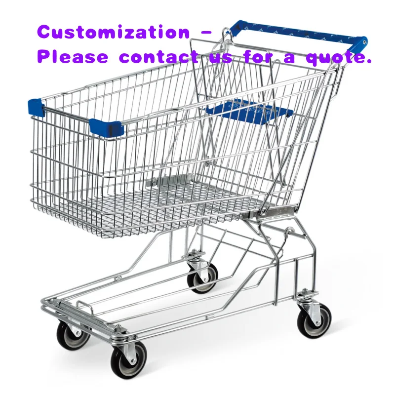 

custom.High Quality Swivel Wheels 150L Metallic Supermarket Shopping Trolley Cart with Handle