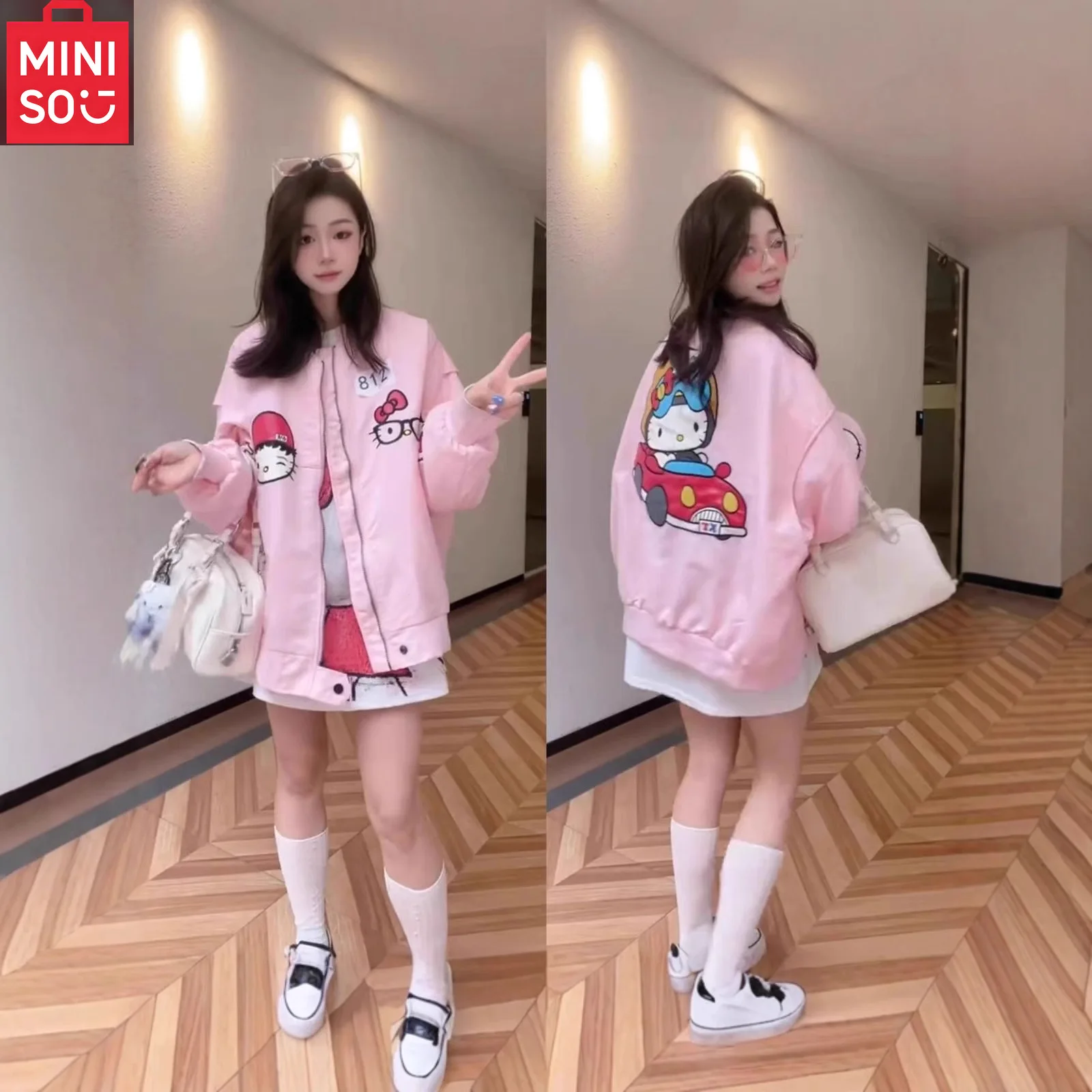 MINISO European Heavy Industry Embroidered Baseball Shirt 2025 Spring and Autumn Edition Women's Loose Jacket Top