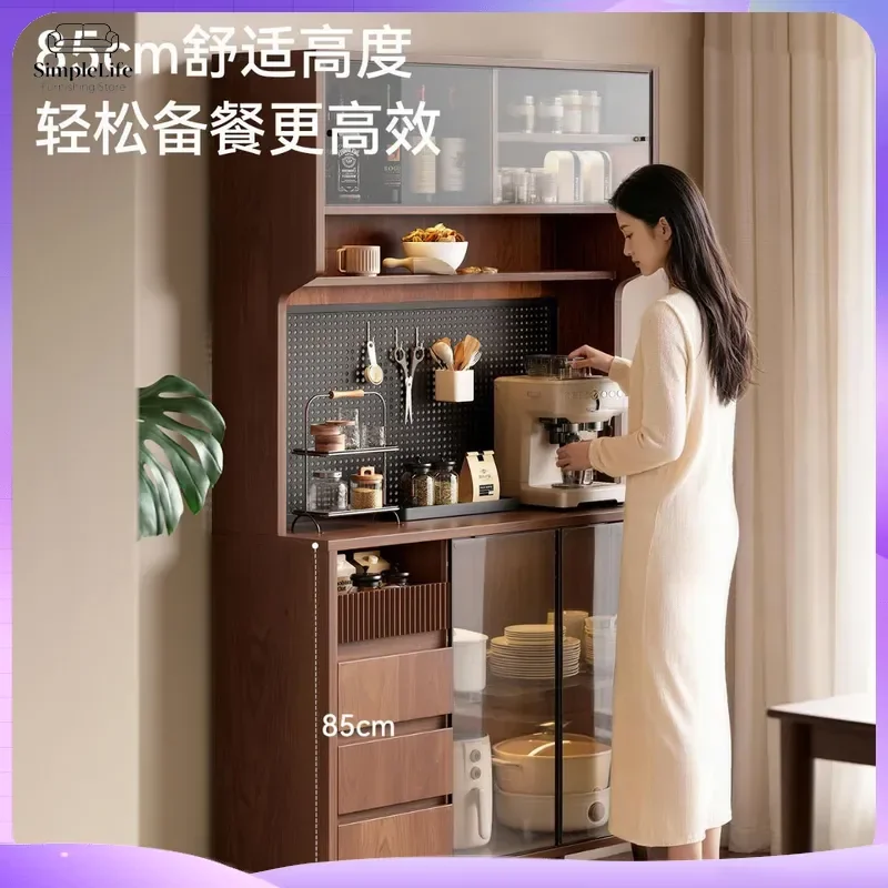 Multi-Tier Wine Cabinet with Coffee Storage Sideboard Wall-Mounted High Storage Cabinet for Living Room Kitchen Bar