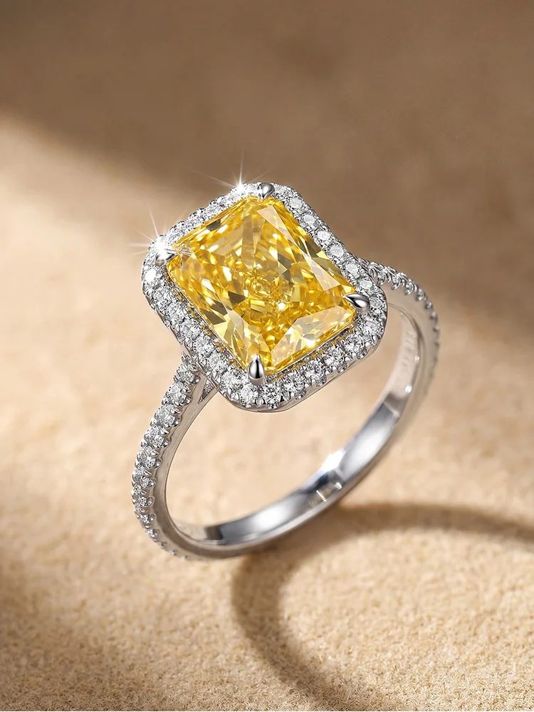 Gorgeous Color Rectangle Zircon Ring For Women 925 Sterling Silver Engagement Wedding Luxury Fashion High Quality Fine Jewelry