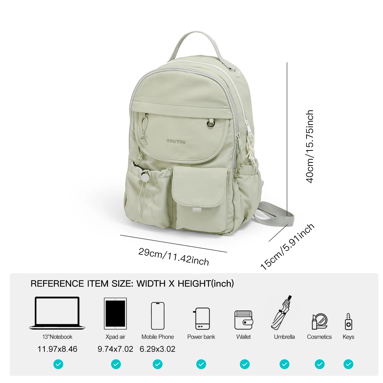 TOUTOU Large Capacity Multi-pocket Backpack for Middle School Students - Travel Bag with Niche Design