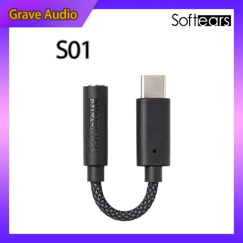 SoftEars S01 Portable USB DAC Type-C to 3.5mm Support Hi-Res Audio USB-C to Headphone Jack Adapter Headphone amplifier