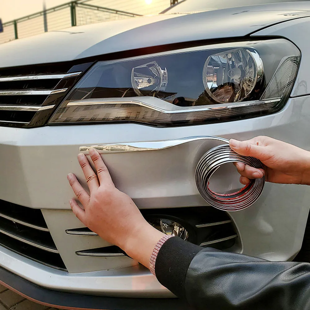 Estilo do carro auto adesivo porta lateral cromo tira moldagem decoração pára-choques protetor guarnição fita