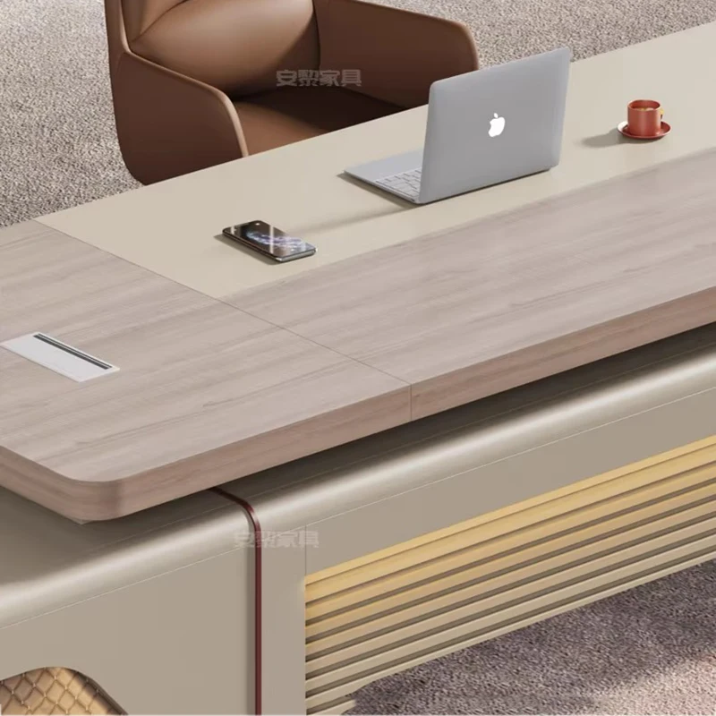 Forte armazenamento mesa executiva designer aestético luxo moderno mesas de escritório gavetas barato grande escrivaninha móveis de escritório