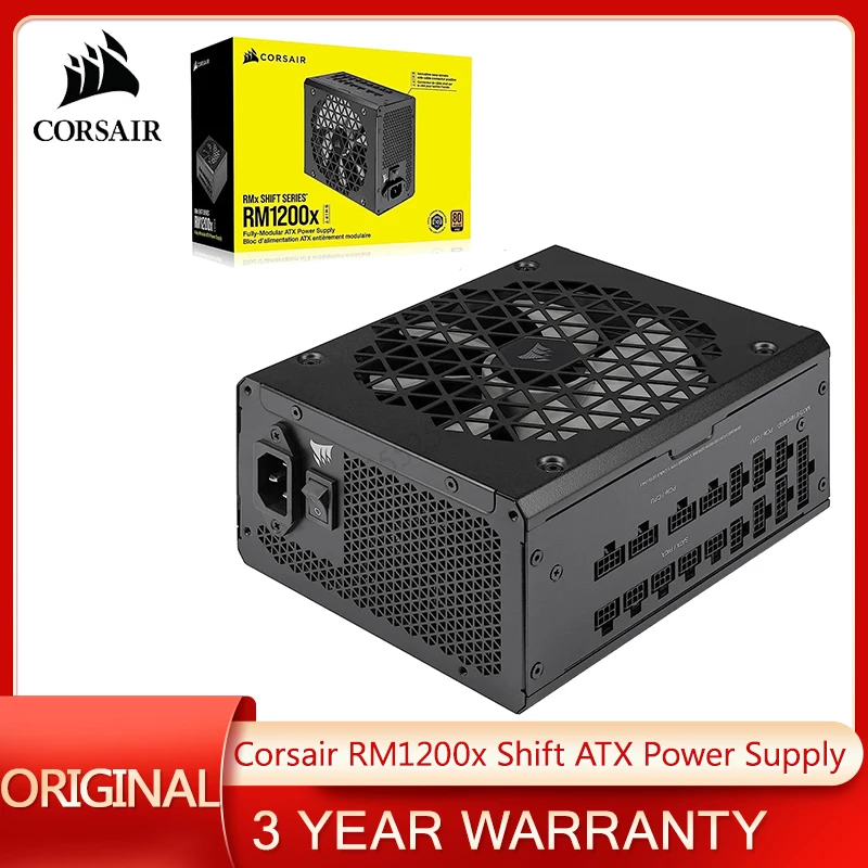 Corsair RM1200x Shift Fully Modular ATX Power Supply-Modular Side Interface ATX 3.0 & PCIe 5.0 Compliant-Zero RPM Fan Mode Black