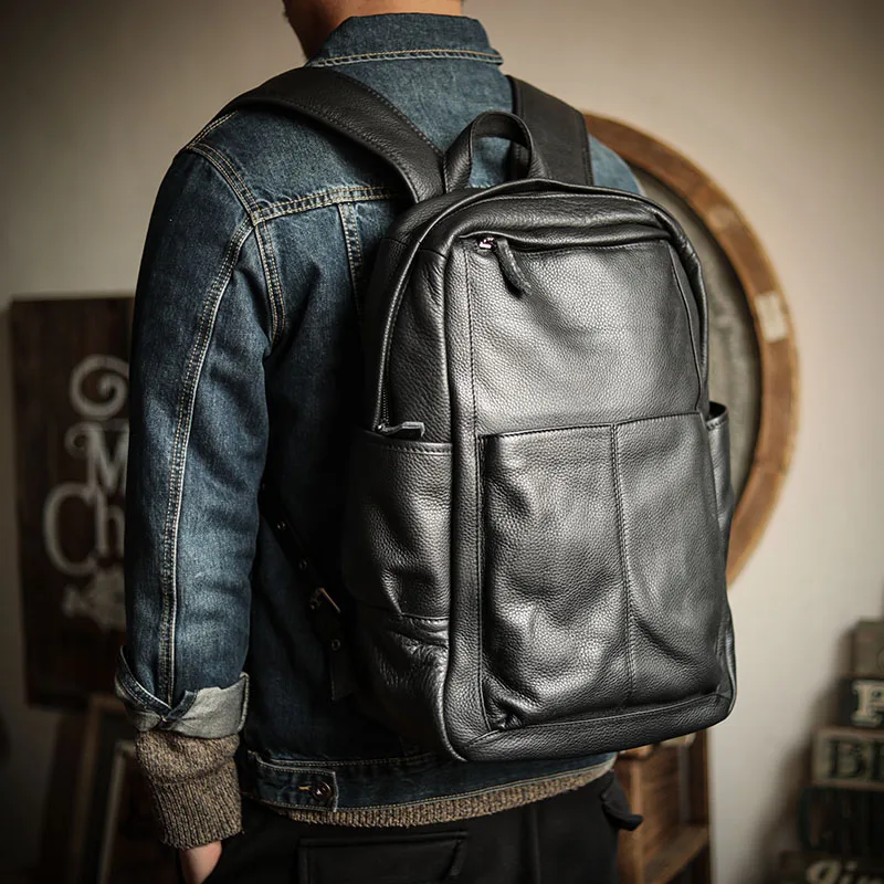 Original Genuine Leather Men\'s Backpack Fashion Trend First Layer Cowhide Schoolbag Travel Backpack Men\'s Business Computer Bag