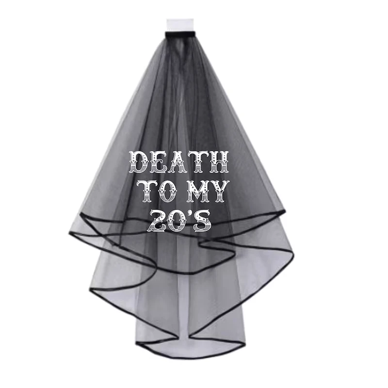 RIP Twenties czarny welon śmierć do mojego 20-tych alternatywny gotycki pogrzeb dla młodzieży 30. urodziny przyjęcie brudne trzydzieści dekoracji