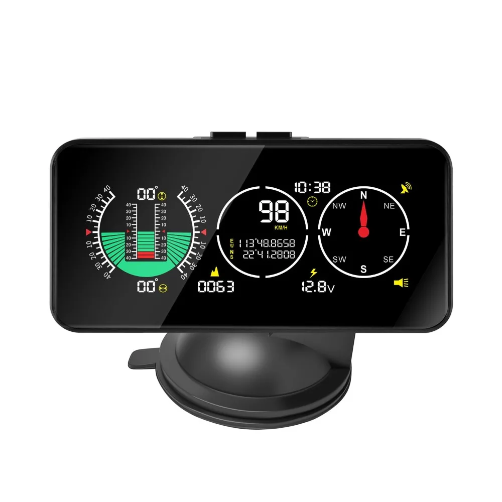 

Off Road Digital HUD Display with Inclinometer GPS Speed MPH KMH Compass Time Latitude Longitude Altitude