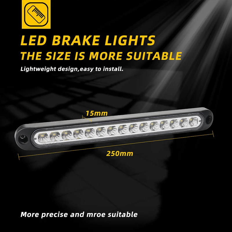 1Pcs Truck Side Marker Light Bar Front Rear Clearance Indicator 15LED Warning Brake Lamp Van Caravan Off-road Signal Lights Red