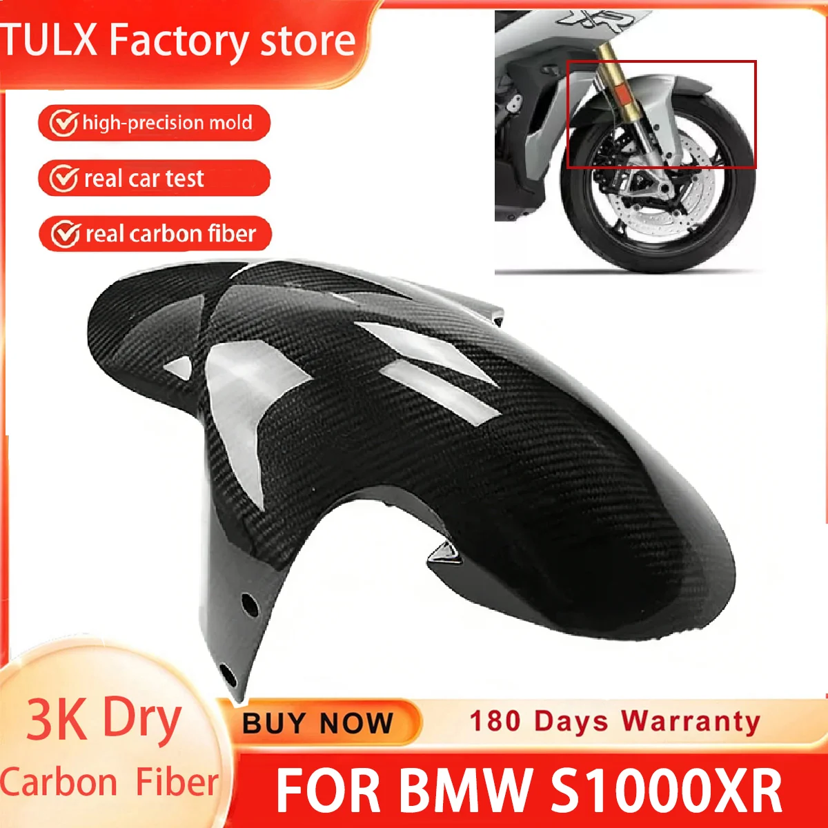 3K Dry Carbon Fiber Front Mudguard-Border Front Fender For BMW S1000XR S1000 XR 2021 2022 2023 2024 Motorcycle Accessorie