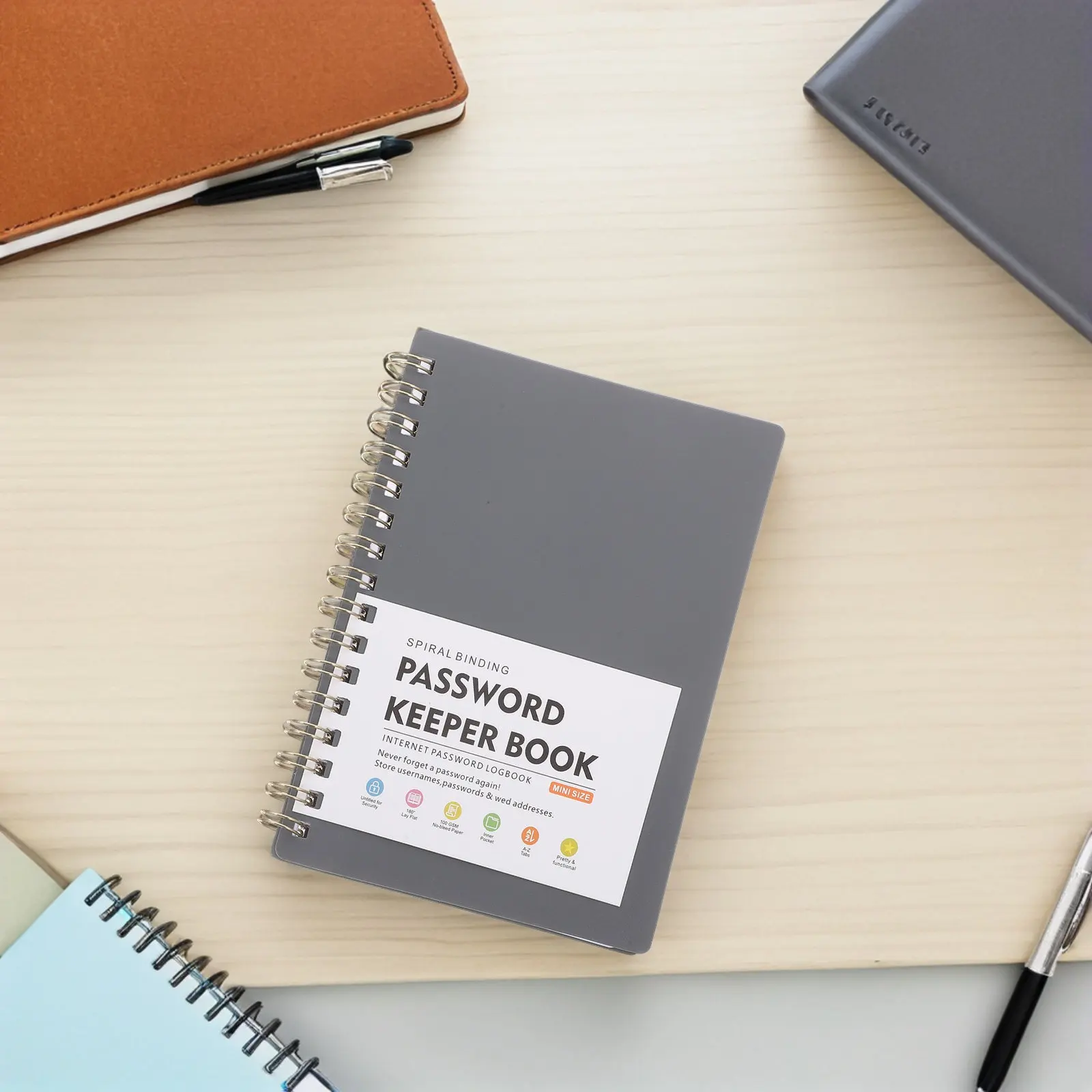 2Pcs Password Organizer Book Spiral Bound A6 Compact Alphabetical Tabs Password Keeper Notebook for Office Home