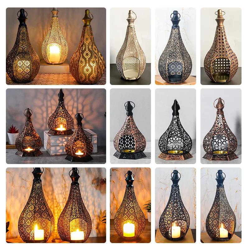 Elegante Portavelas de Metal, Portavelas Vintage para Velas de Té, Candelabro Colgante, Soporte para Velas para el Hogar, Sala de Estar, Fiestas