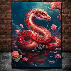 Full Diamond Mosaic Red Snake 5D Diy Art Embroidery Rhinestone Picture Diamond Painting Animal New 2023 Home Decor Gift