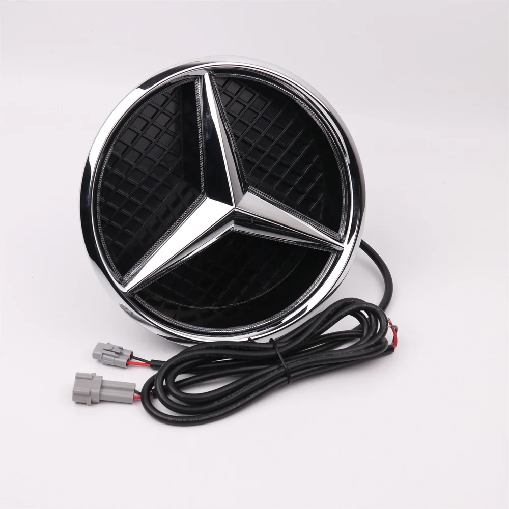 

Front Grille Star Logo 3D Mirror Emblem For Mercedes Benz W176 A180 A200 A250 With LED Lighting Chrome Silver Glossy