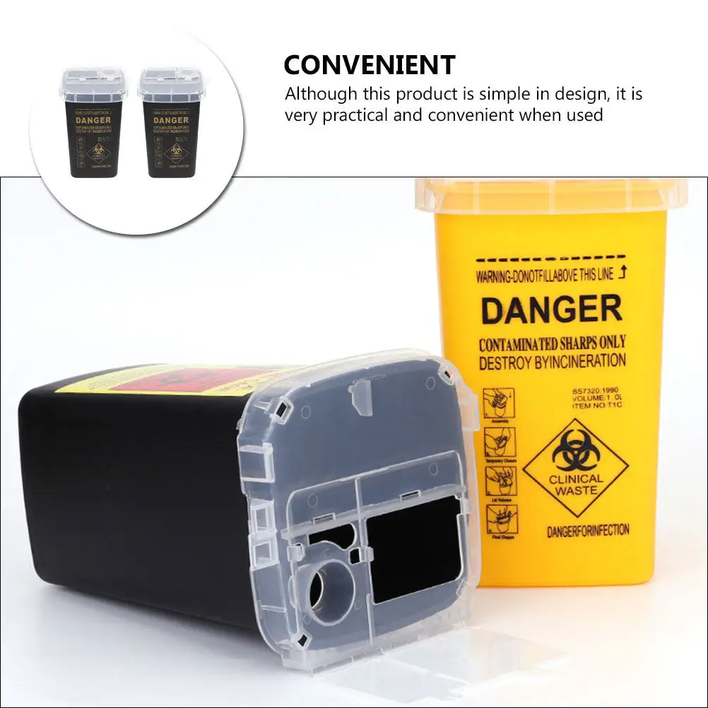

2Pcs Sharps Disposal Container Thickened Plastic Sharps Bin Multi-Function Disposal Bucket for Tattoo Shop Beauty Clinic Use