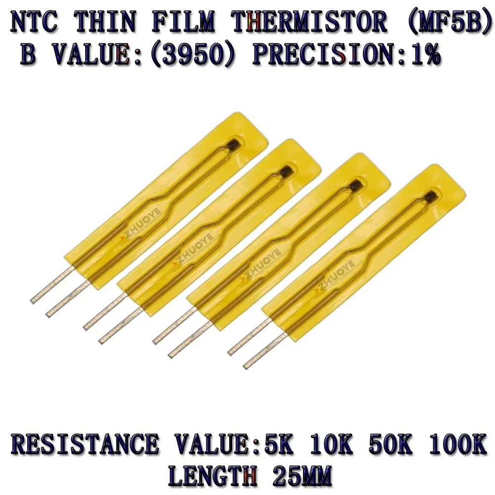 100pcs NTC 2.5CM Thin Film Thermistor MF5B SMD 3950 5K 10K 50K 100K  1% Temperature sensor for sensor termistor ntc