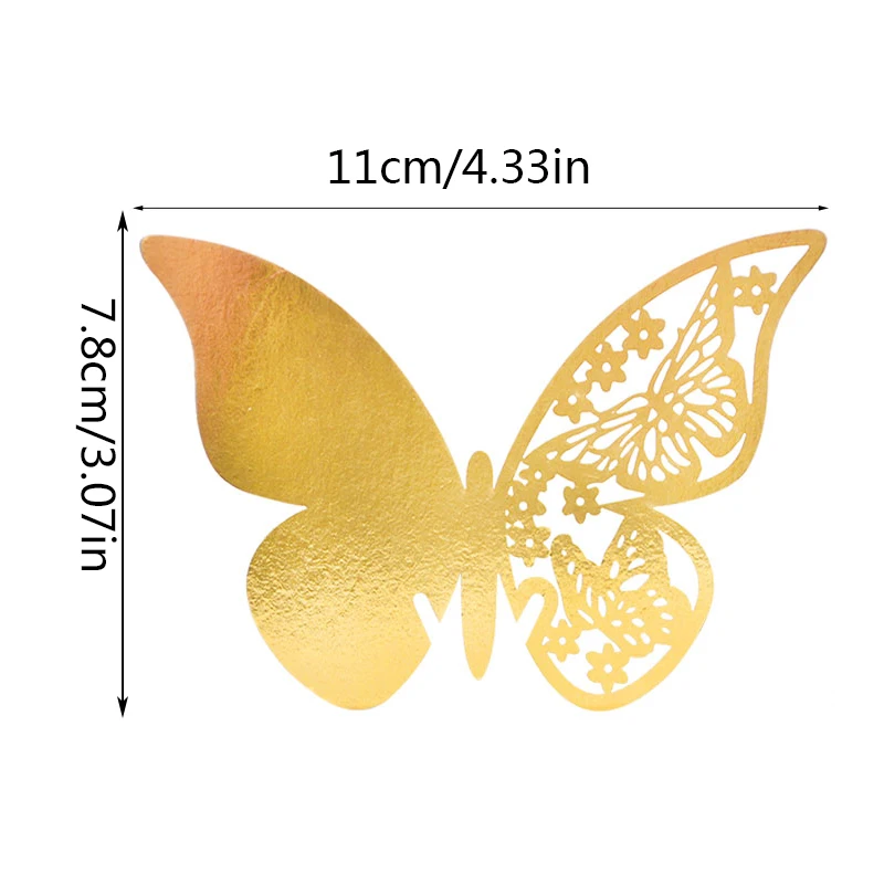 20pcs/10pcs Shiny Champagne Gold Silver Pink Butterfly Name Cards Seat Place Cards Wine Glass Cup Paper Card Wedding Party Decor view 6