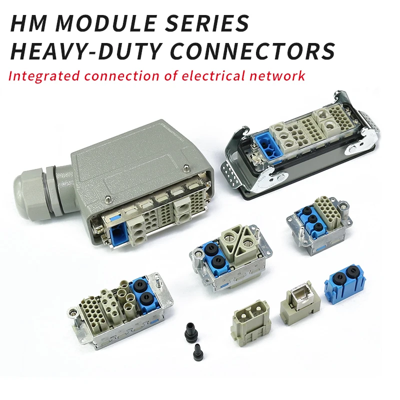 

HMK module series heavy-duty connectors, electrical network integration, high-current and high-power aviation plugs and sockets