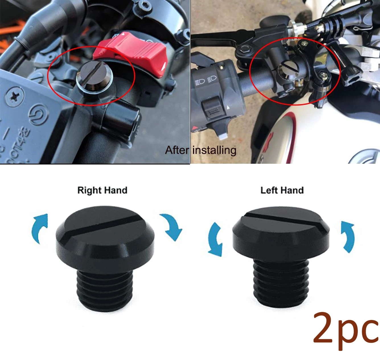 2PC M10x1.25 Zaślepki otworów lusterkowych do Suzuki Honda Kawasaki Yamaha FZ-09 MT-09 FJ-09 XSR900 MT10 MT07 X-Max 300 400 NMAX 125 XJ6N
