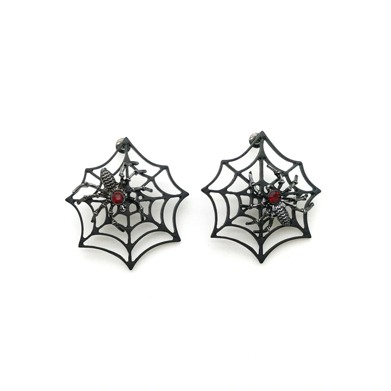 Goth Mysterious Punk Dark Series Dead Spider Web Ear Stud Jewelry Blood Rose Angel Charms Vintage Earrings Women