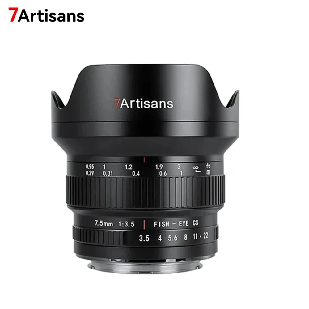 

7artisans 7.5mm F3.5 APS-C DSLR SLR Fisheye Manual Focus Wide angle Camera Lens for Nikon F D7100 D750 Canon 600D SL3 EOS 90D