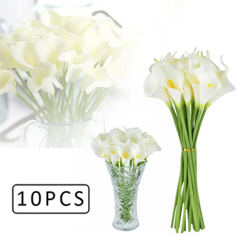 10 Pcs Artificial Calla Lily-Flowers Table Decoration Flower Arrangement Hand Bouquet Wedding Decoration Fake Fowers Party Decor