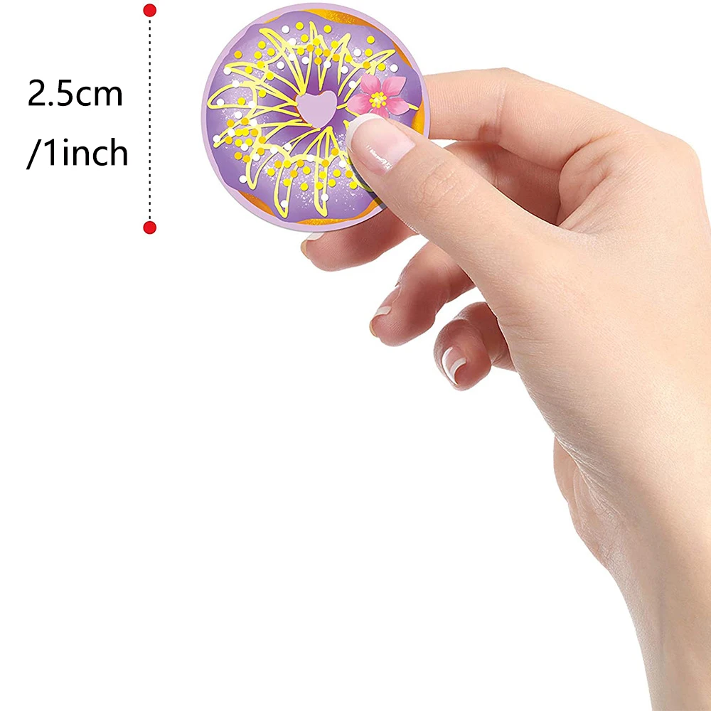 100-500PCS Round Donut Stickers Homemade Bakery Baking Colorful Decoration Labels Kids Party Scrapbooking Stationery Stickers