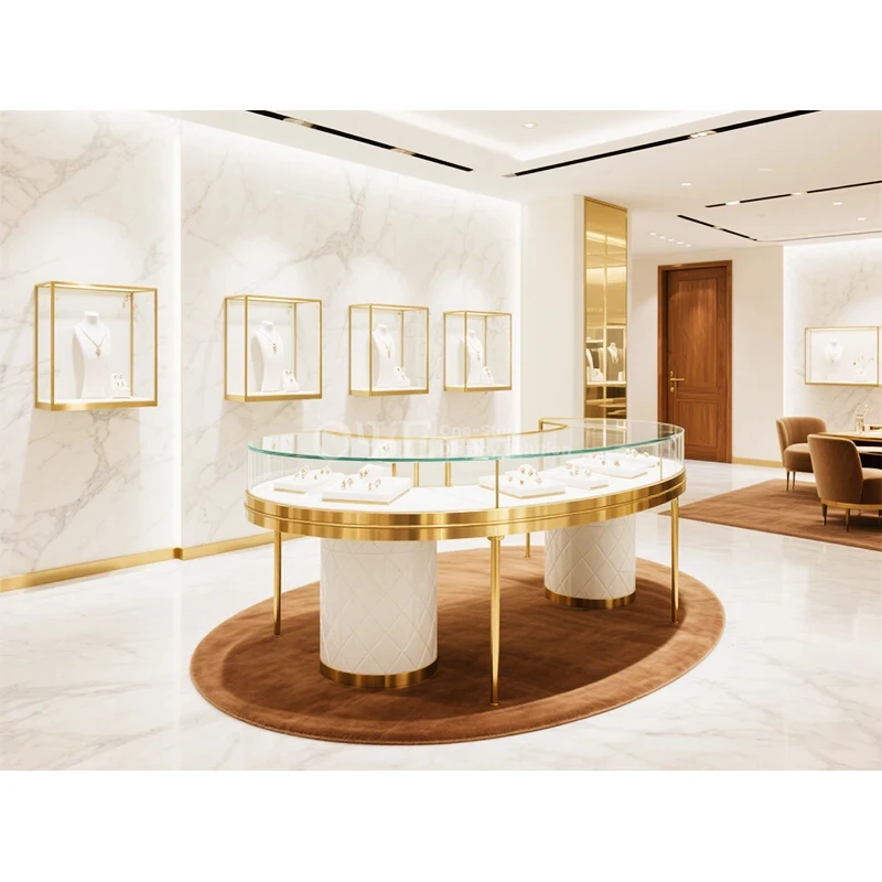 

custom.Custom Luxury Glass Display Jewelry Showcase Jewellery Shop Cabinet Jewels Mall Counter Jewelry Kiosk