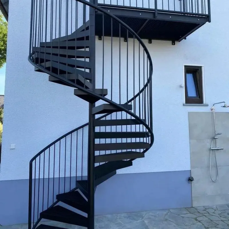 custom.Outdoor Staircase Fire Resistant Carbon Steel Structure Elegant Design Modern Homes and Commercial Projects