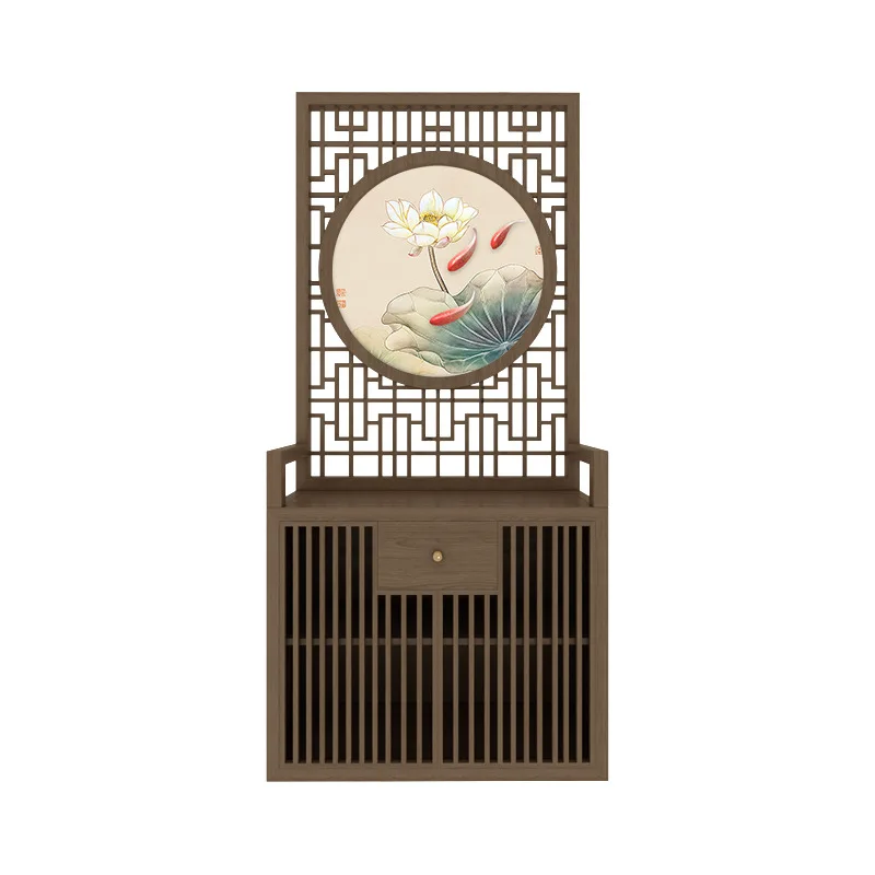 Chinese-style entrance screen partition cabinet facing the door, living room home shelter locker