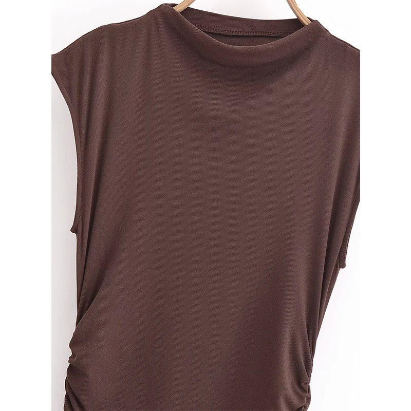 YENKYE شبكة المرقعة غير النظامية المرأة فستان طويل س الرقبة قصيرة الأكمام بني داكن فساتين الصيف عطلة ماكسي فيستدوس #4