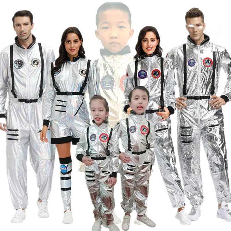 Halloween Raumanzug Paar Eltern-Kind orm Astronaut Bühnenkostüm Polyesterfaser 00 % Sommerkollektion Ethnische Kleidung