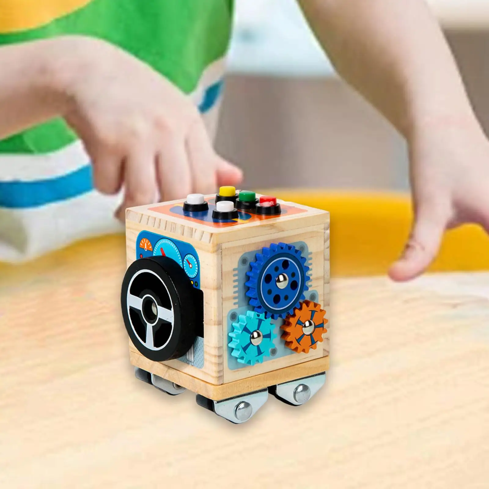 Tablero sensorial de madera LED para niños en edad preescolar, tablero ocupado, juguete de autobús, actividades de aprendizaje preescolar