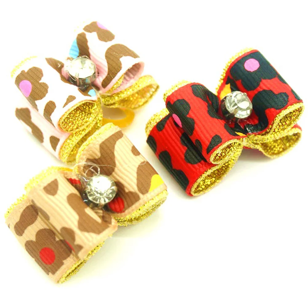 

5pcs Double Bowknot Design Cute Tie For Cat Dog Ring Random Color Pet Accessory Christmas Pet Hair Tie Dog Hair Rope