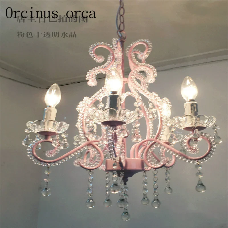 Children's room, crystal chandelier, Korean wedding room, European style restaurant, American style, pink room, bedroom, Princes