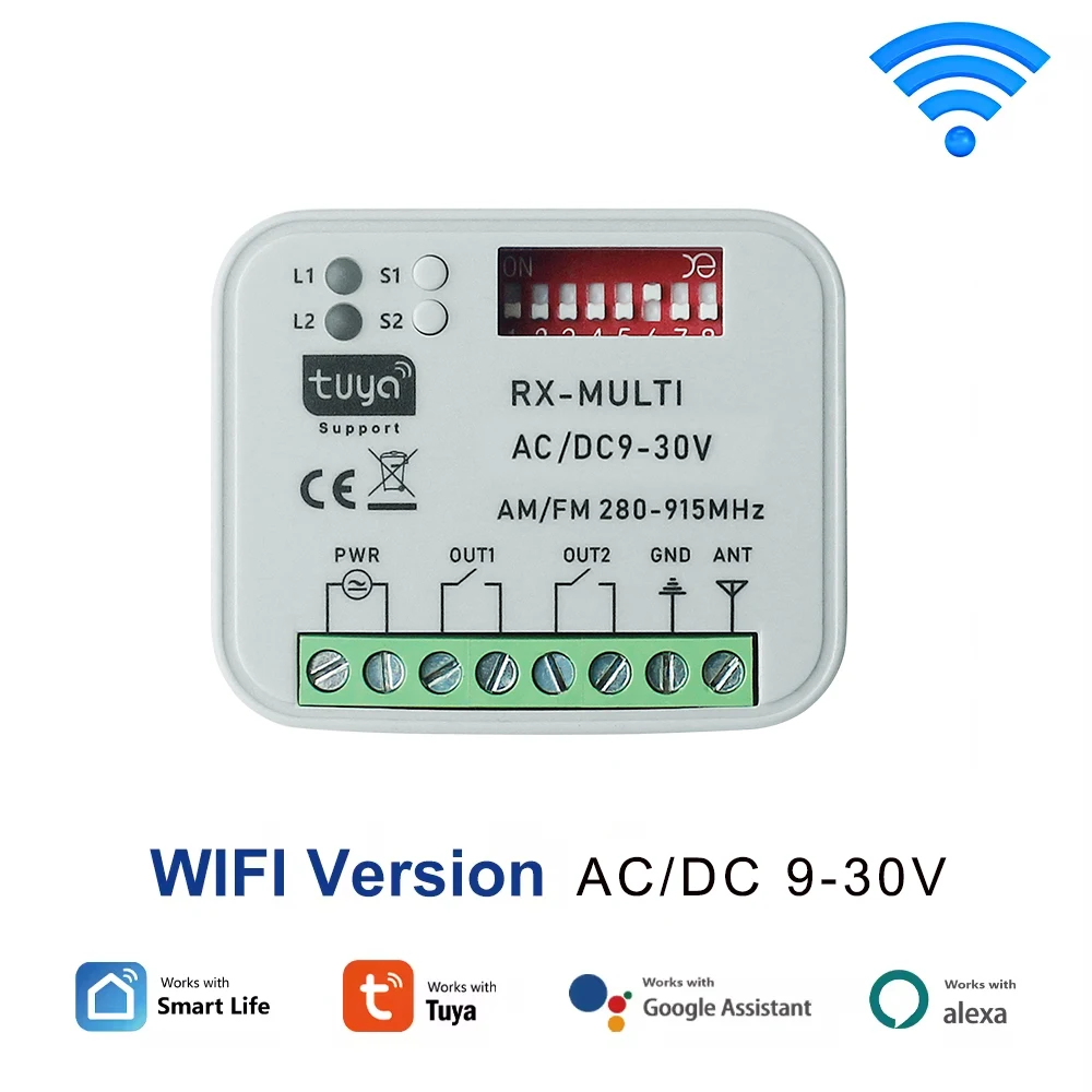 Imagem -02 - Rx-multi-controlador de Porta de Garagem Receptor Inteligente Tuya Gate Código de Rolamento Fixo Abridor 12v 220v 433mhz 433.92 300-915mhz